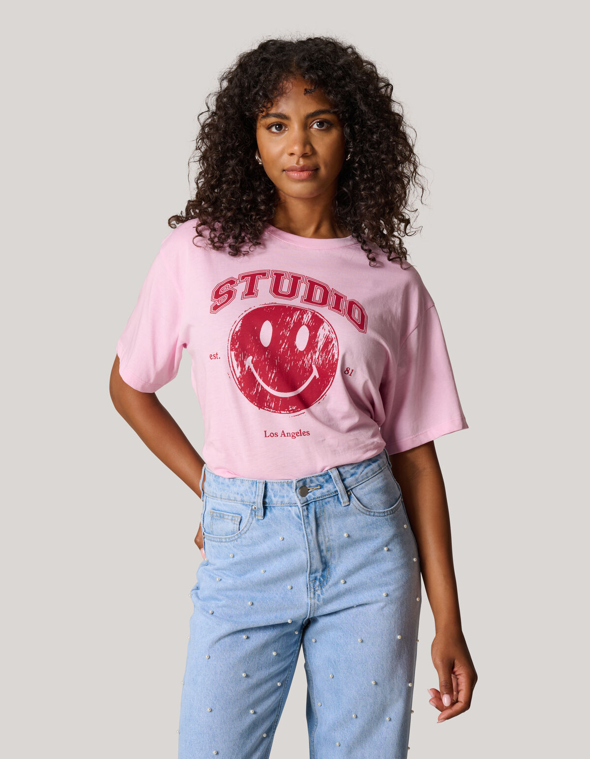 Smiley Artwork T-shirt Roze SHOEBY WOMEN