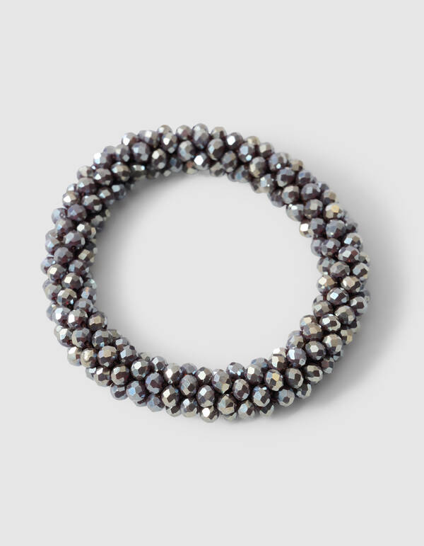 Beaded Haarelastiek Donkergrijs SHOEBY ACCESSOIRES