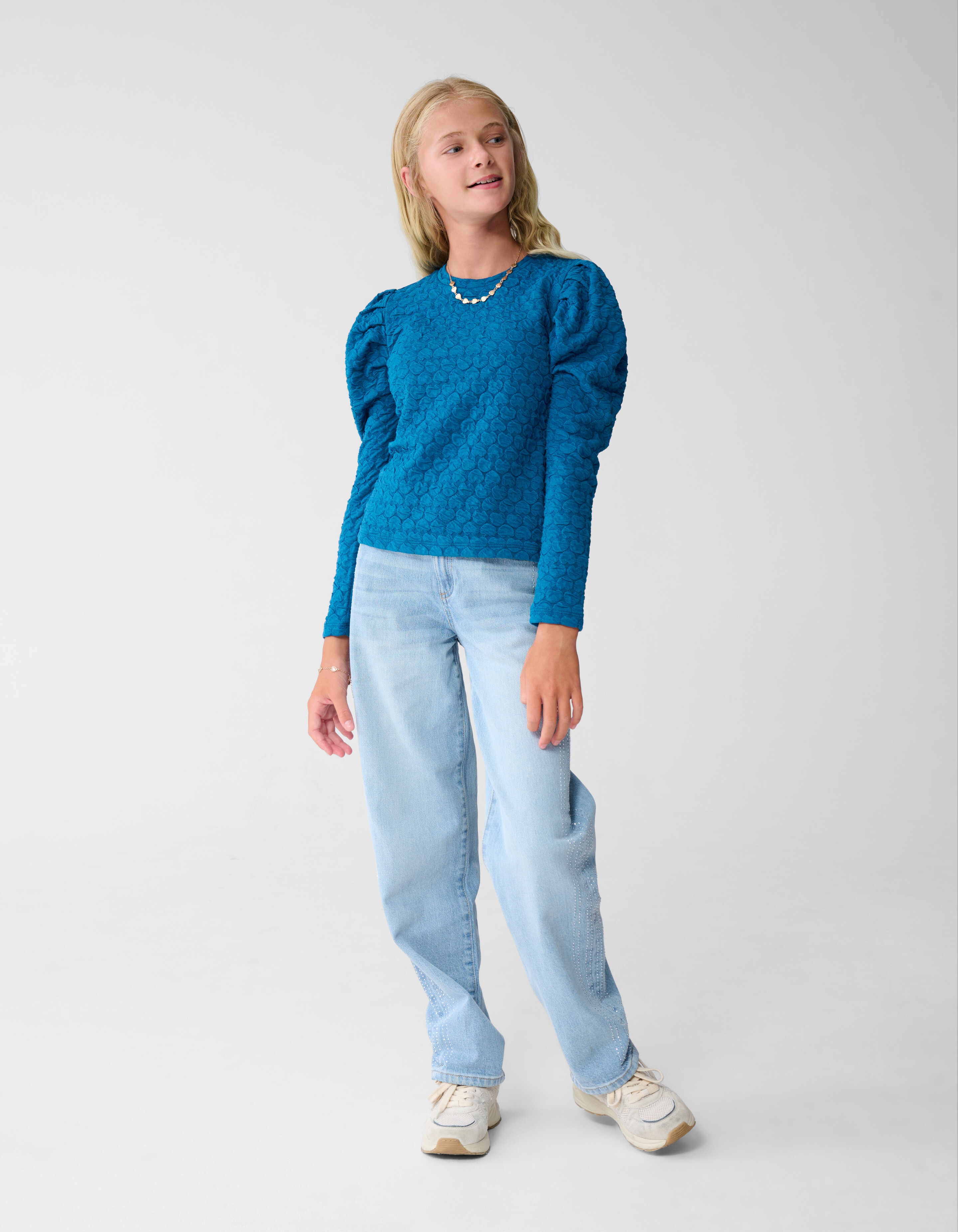 Heart Puff Top Blauw SHOEBY GIRLS