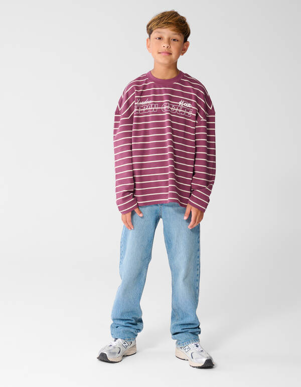 Striped Longsleeve T-shirt Donkerrood SHOEBY BOYS