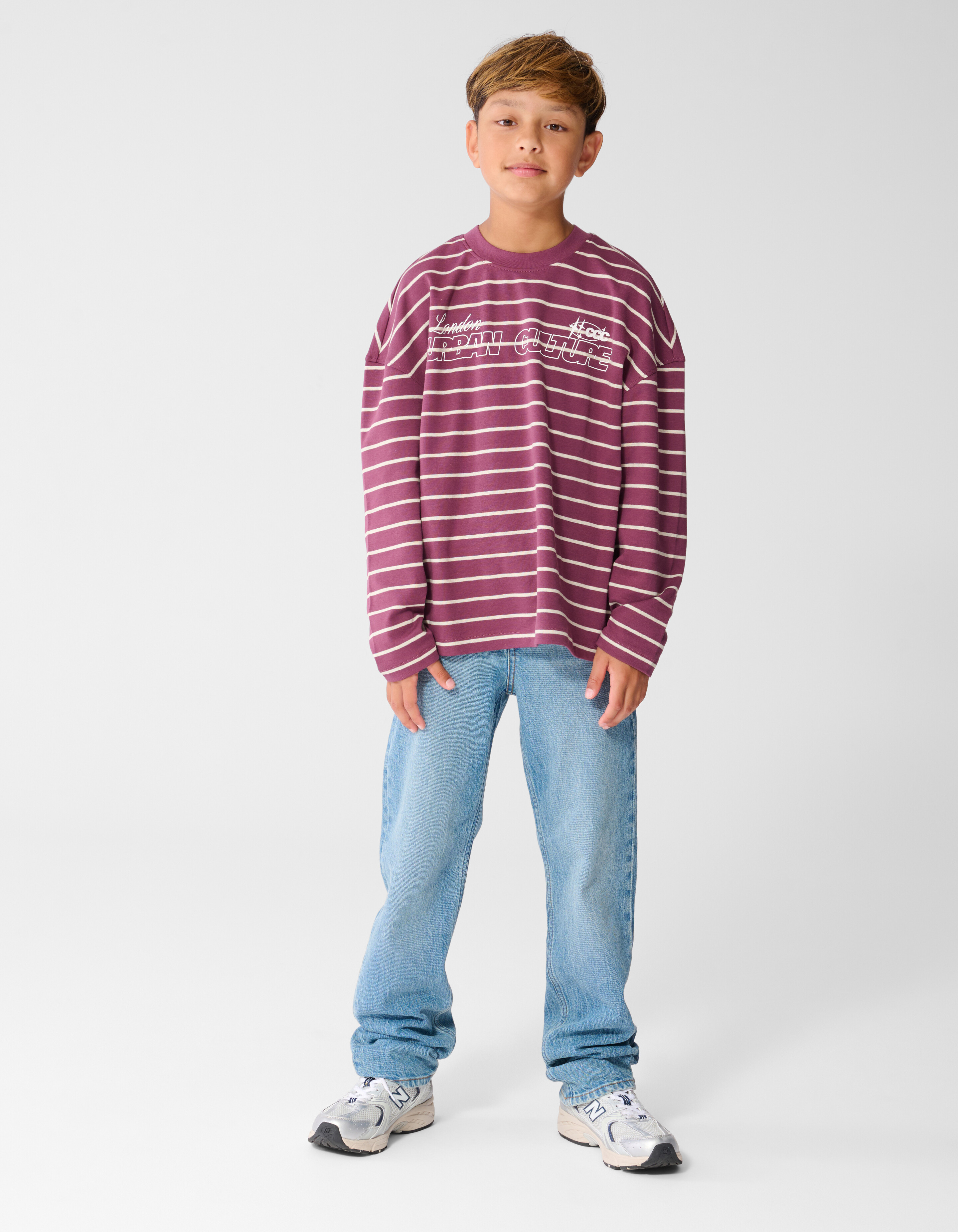 Striped Longsleeve T-shirt Donkerrood SHOEBY BOYS