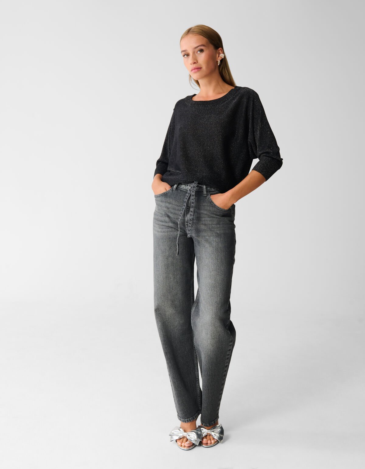 Glitter Vleermuismouwen Trui Zwart SHOEBY WOMEN