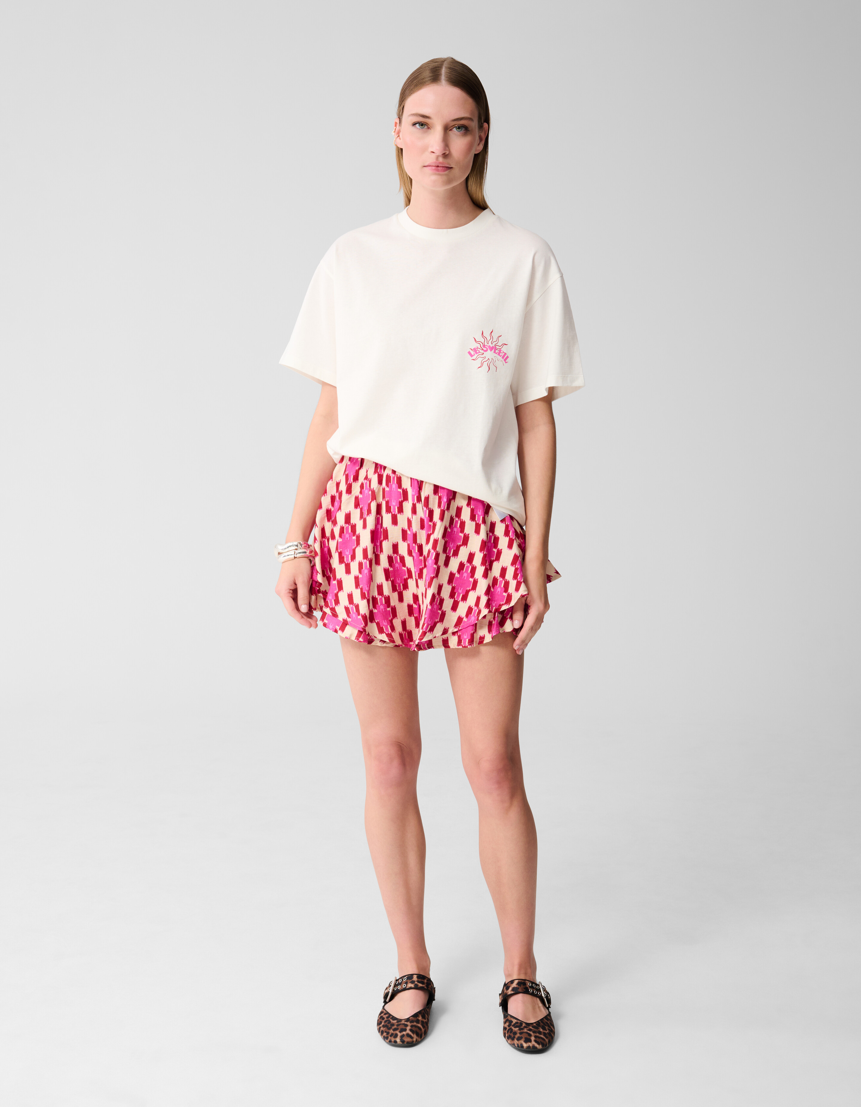 Sun Artwork T-shirt Gebroken Wit SHOEBY WOMEN