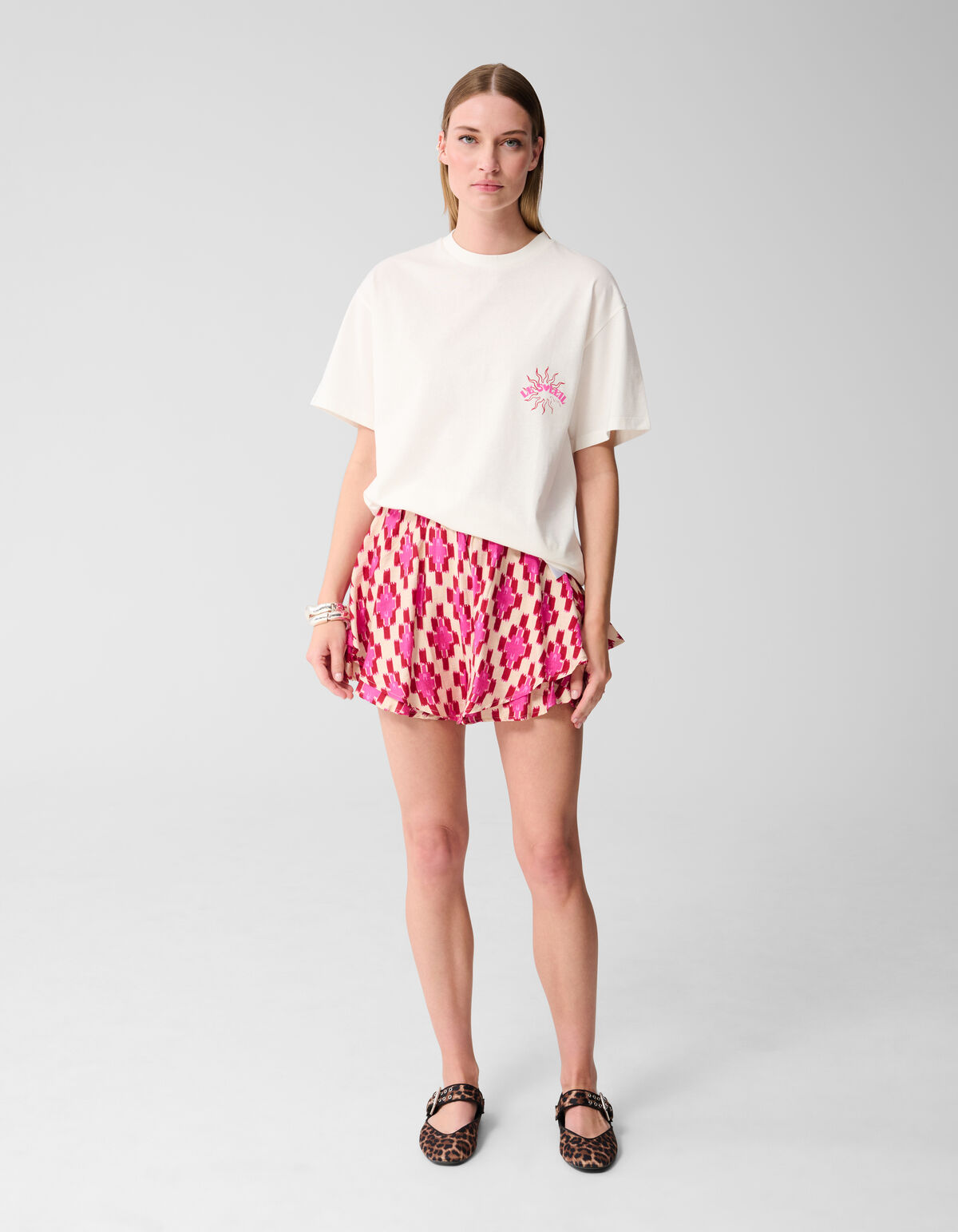 Sun Artwork T-shirt Gebroken Wit SHOEBY WOMEN