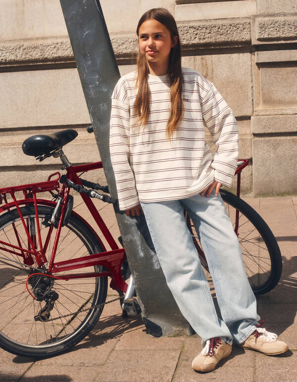 Oversized Gestreepte Sweater Gebroken Wit SHOEBY GIRLS