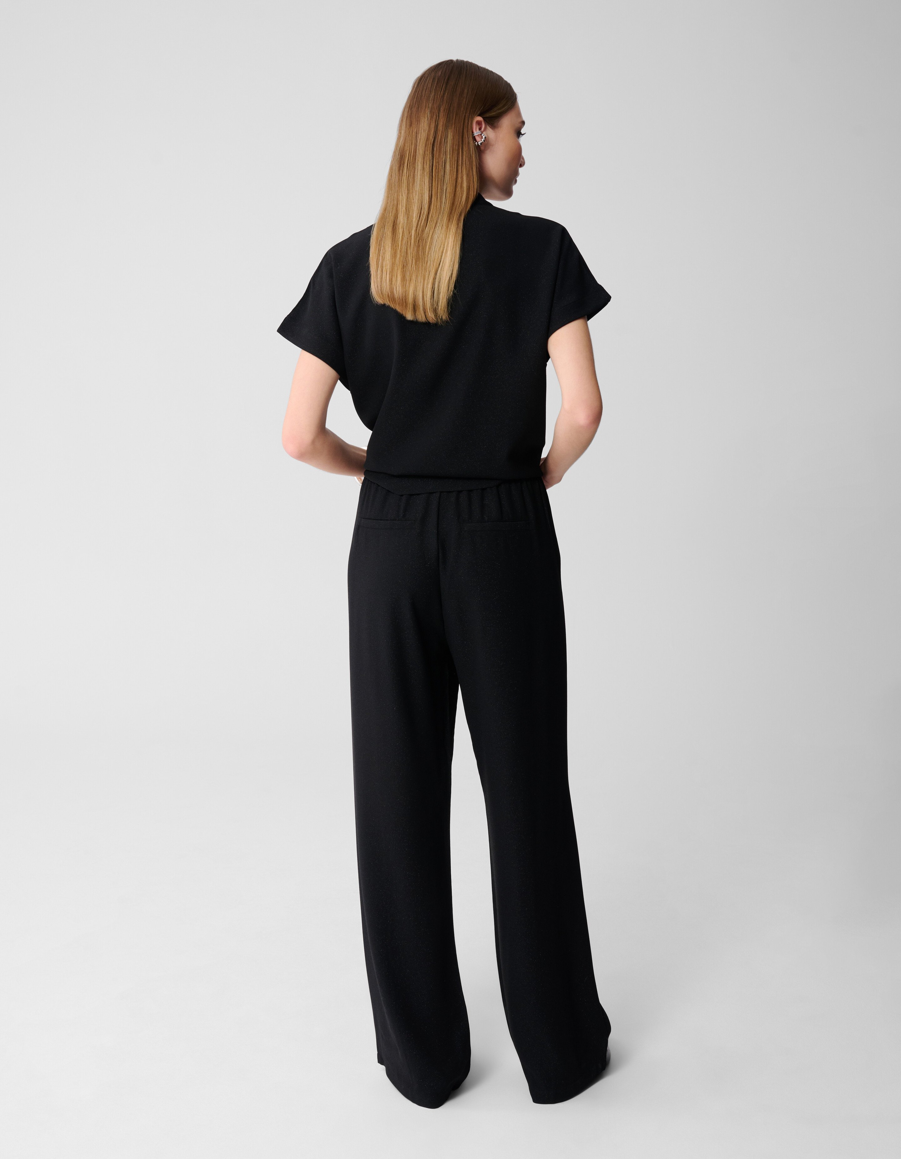 Glitter Wide Leg Broek Zwart SHOEBY WOMEN