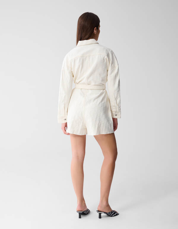 Structuur Jumpsuit Gebroken Wit SHOEBY WOMEN