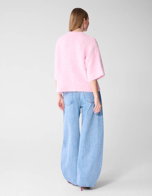 Hairy Short Sleeve Top Roze SHOEBY WOMEN