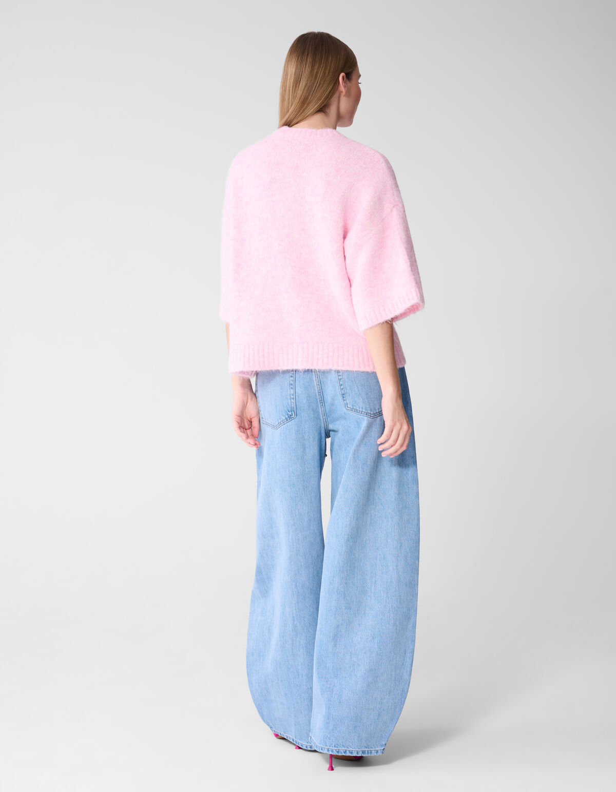 Hairy Short Sleeve Top Roze SHOEBY WOMEN