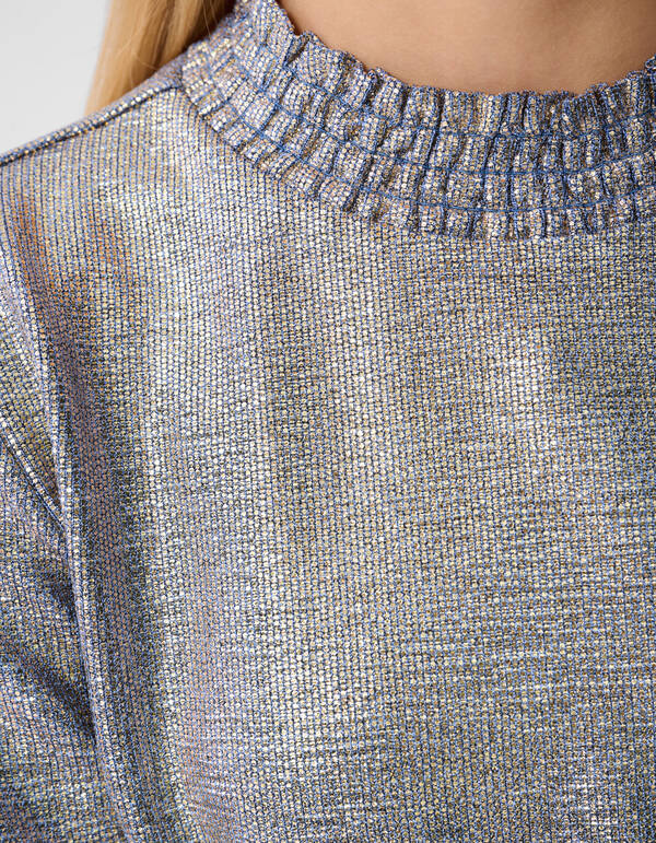 Metallic Longsleeve Top Blauw/Zilver SHOEBY GIRLS