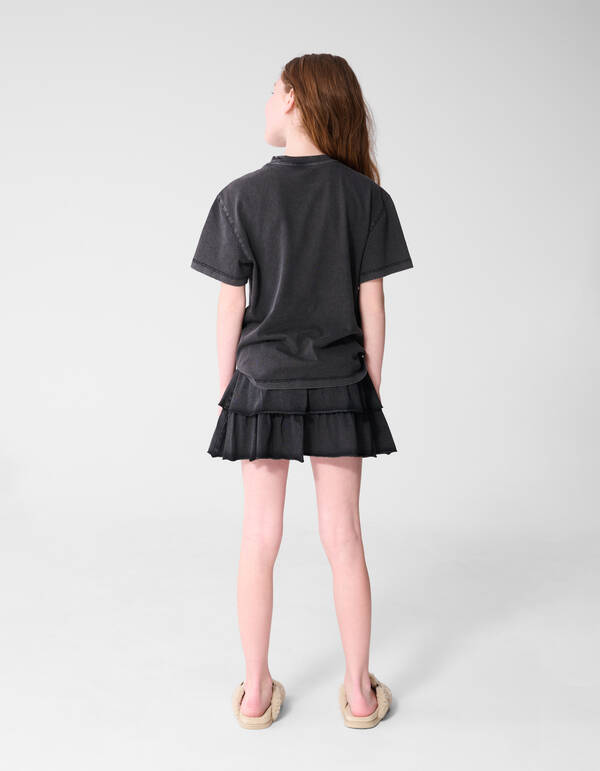 Washed Ruffle Mini Rok Donkergrijs SHOEBY GIRLS