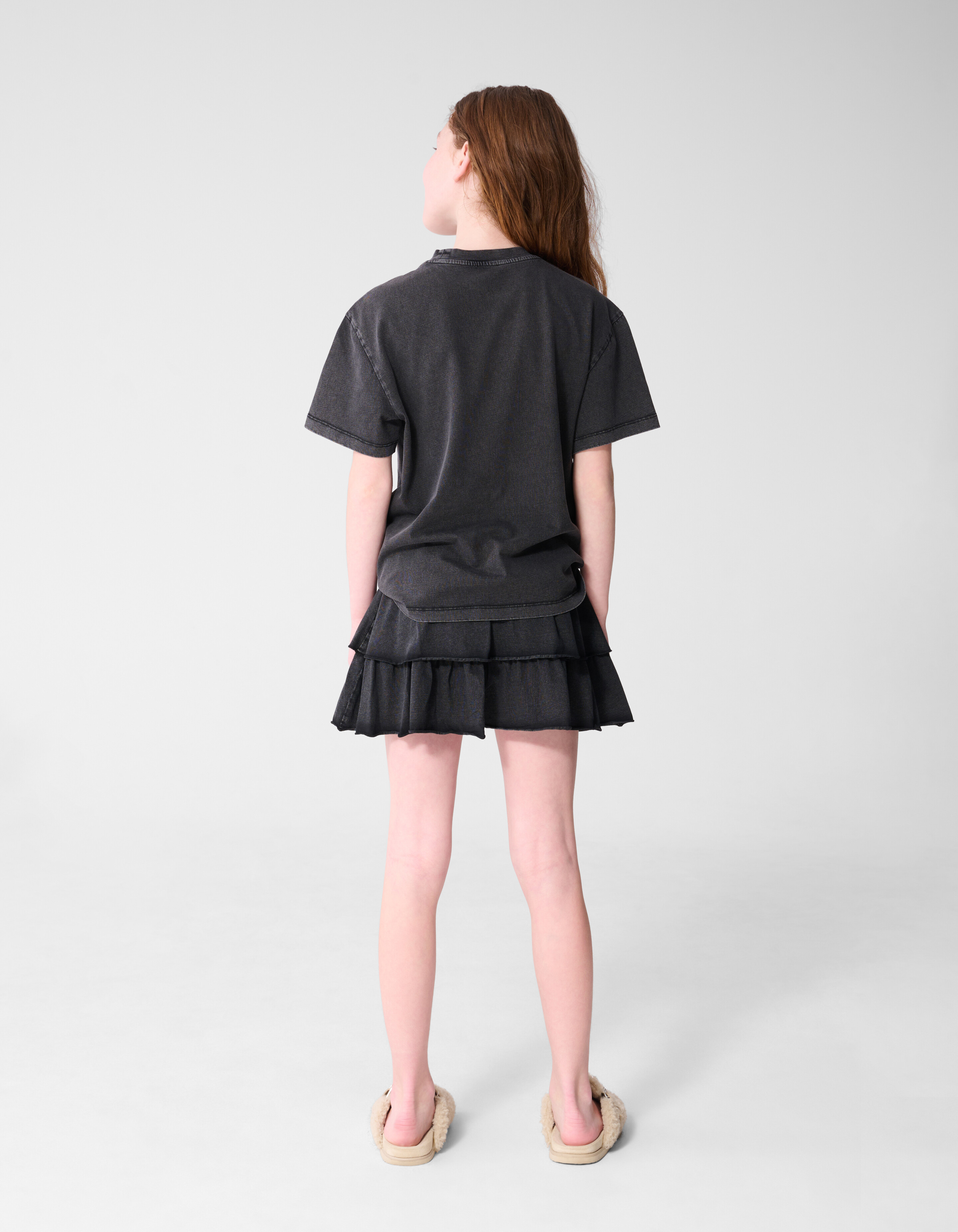 Washed Ruffle Mini Rok Donkergrijs SHOEBY GIRLS