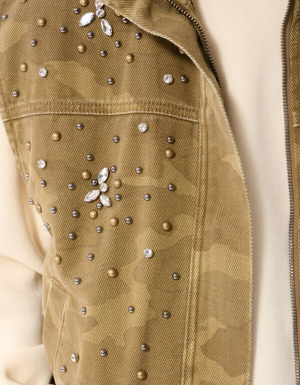 Camo Studded Gilet Groen SHOEBY GIRLS