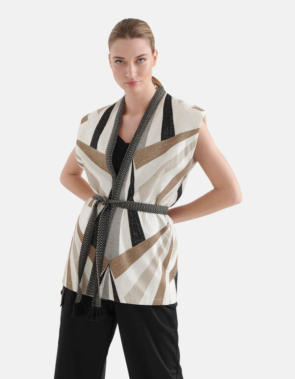 Grafisch Sleeveless Gilet Gebroken Wit By Mieke SHOEBY WOMEN