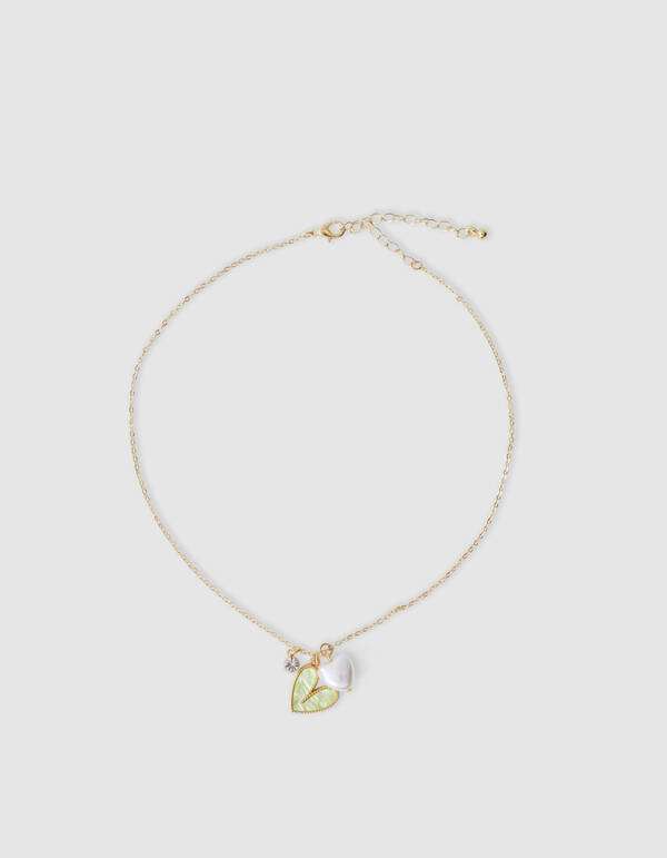 Heart Charm Ketting Lichtgroen SHOEBY ACCESSOIRES