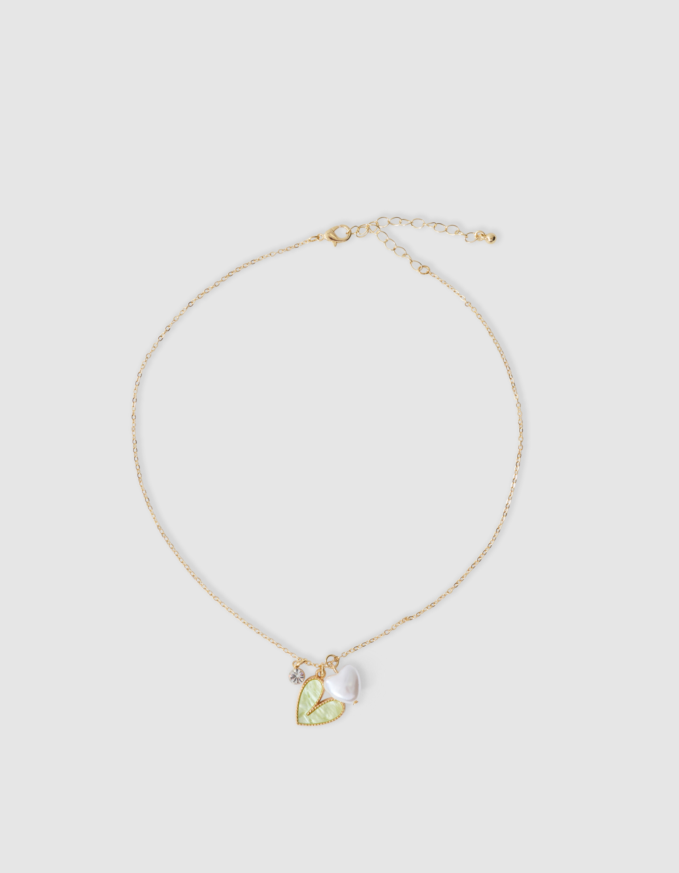 Heart Charm Ketting Lichtgroen SHOEBY ACCESSOIRES