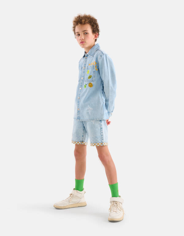 Artwork Denim Short Bleached By Dylan SHOEBY BOYS