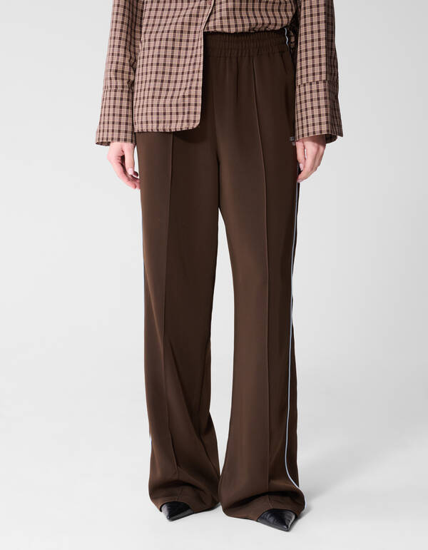 Sporty Piping Wide Leg Fit Broek Bruin SHOEBY WOMEN