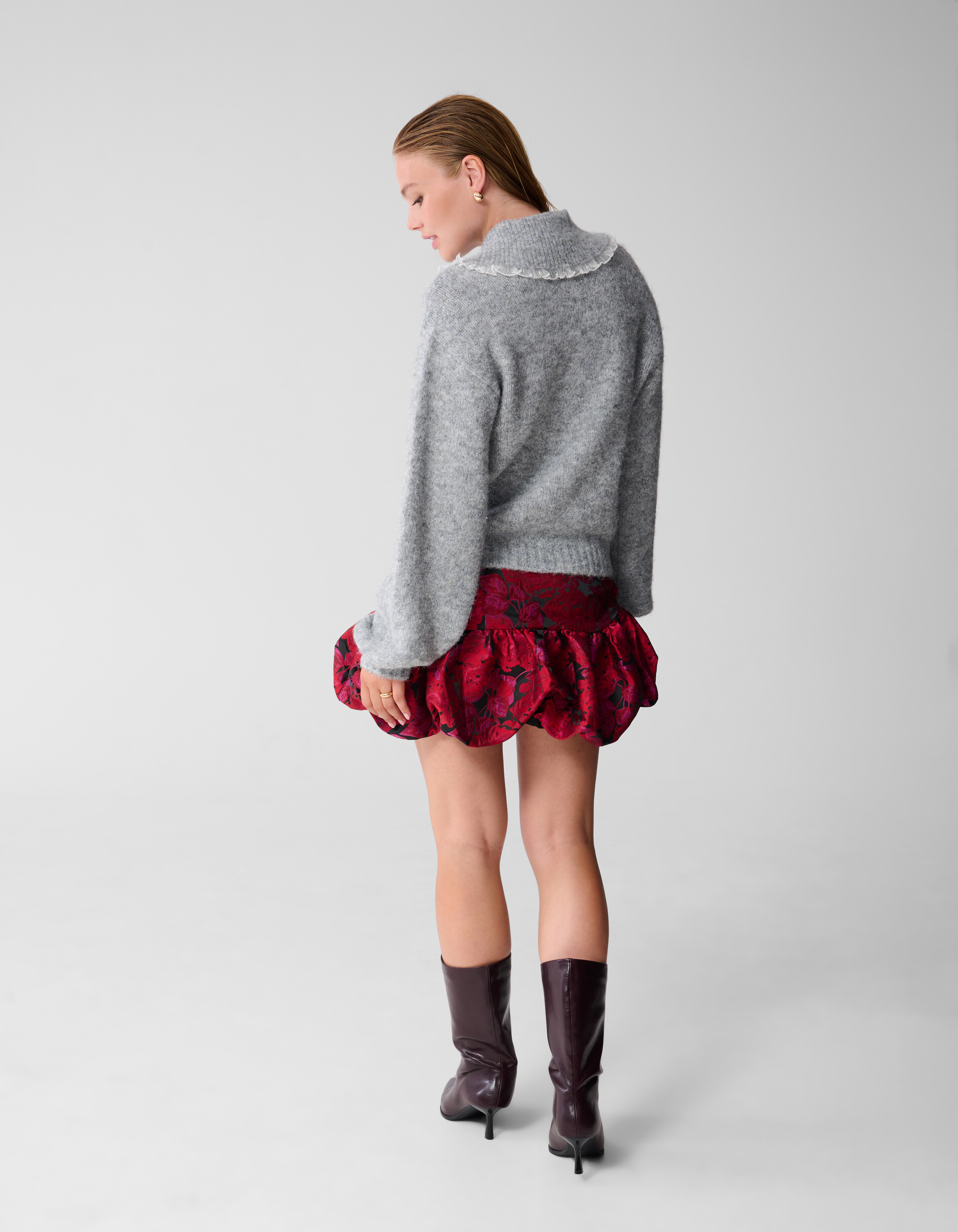 Collar Knit Trui Lichtgrijs SHOEBY WOMEN