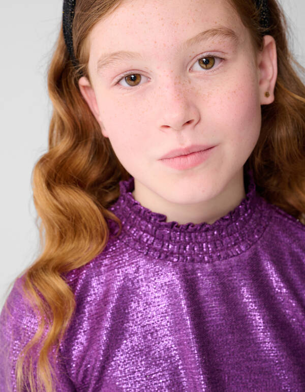 Metallic Longsleeve Top Zwart Roze/Paars SHOEBY GIRLS