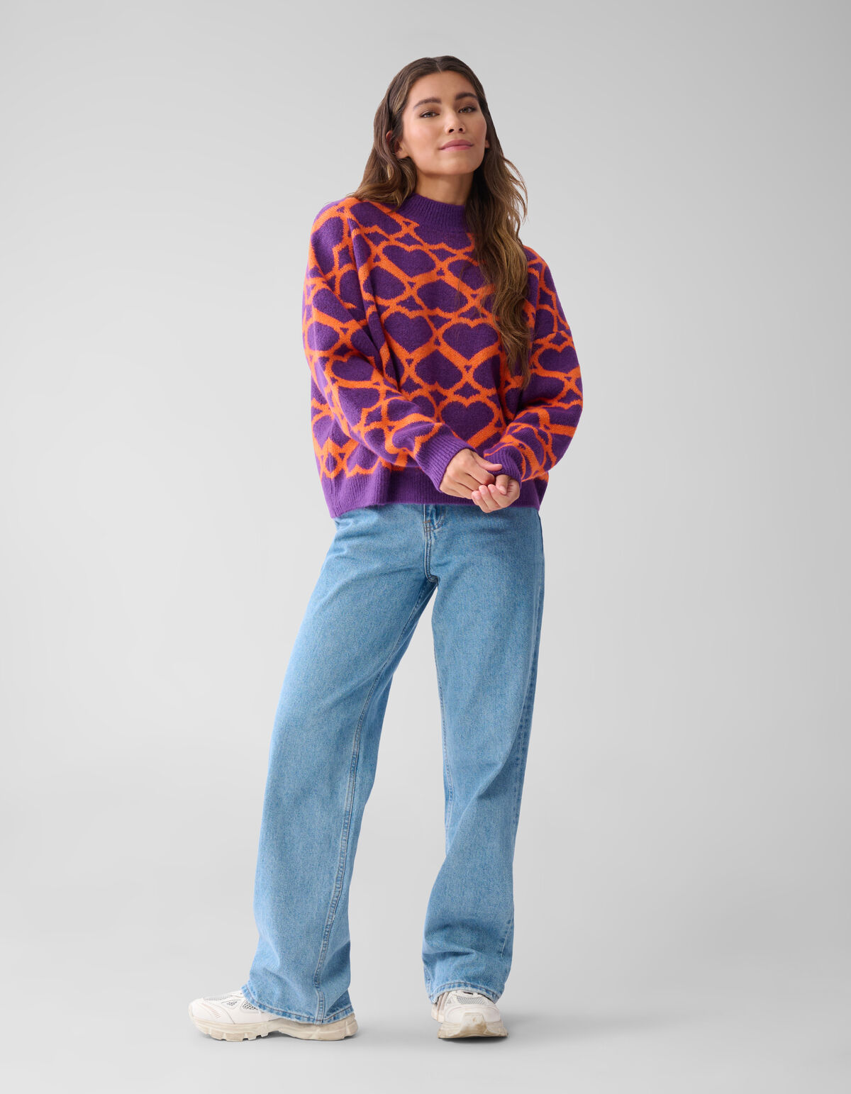 Heart Printed Dames Trui Paars By Furmey SHOEBY WOMEN