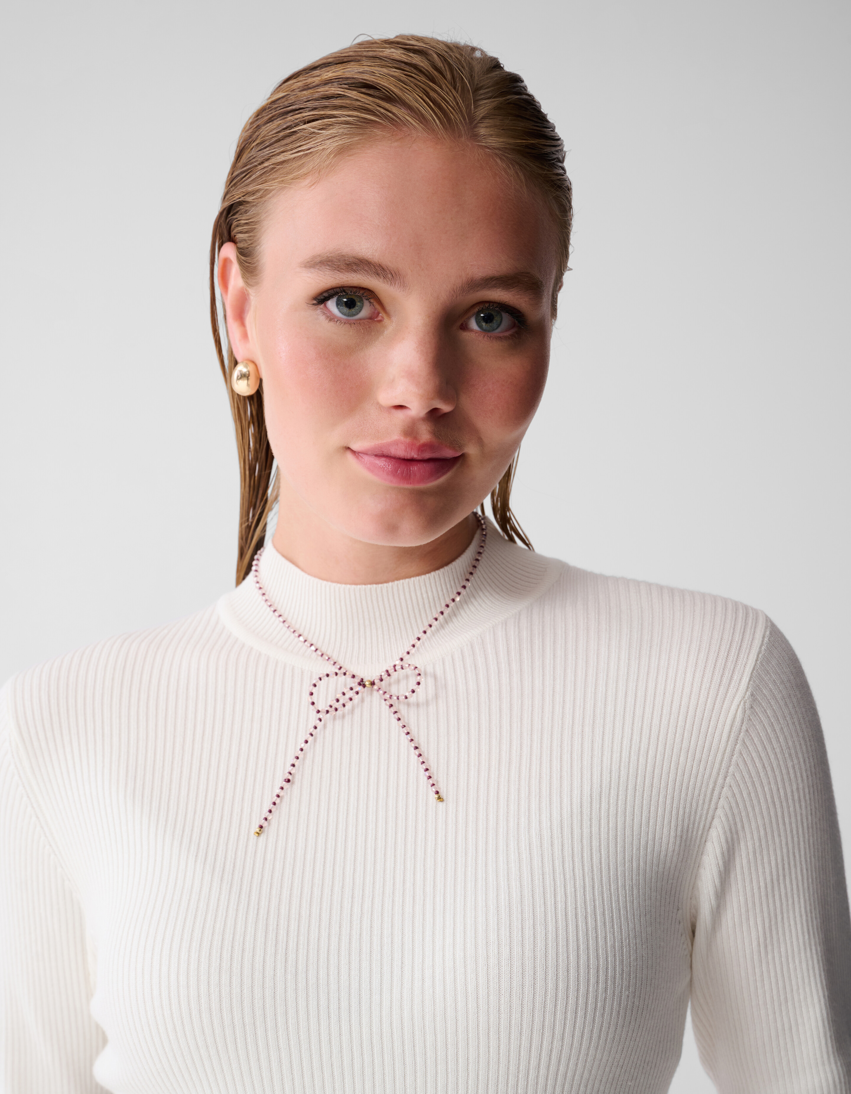 Beaded Strik Ketting Donkerrood SHOEBY ACCESSOIRES
