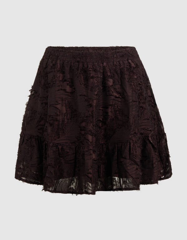 Ruffle Mini Rok Donkerbruin SHOEBY WOMEN