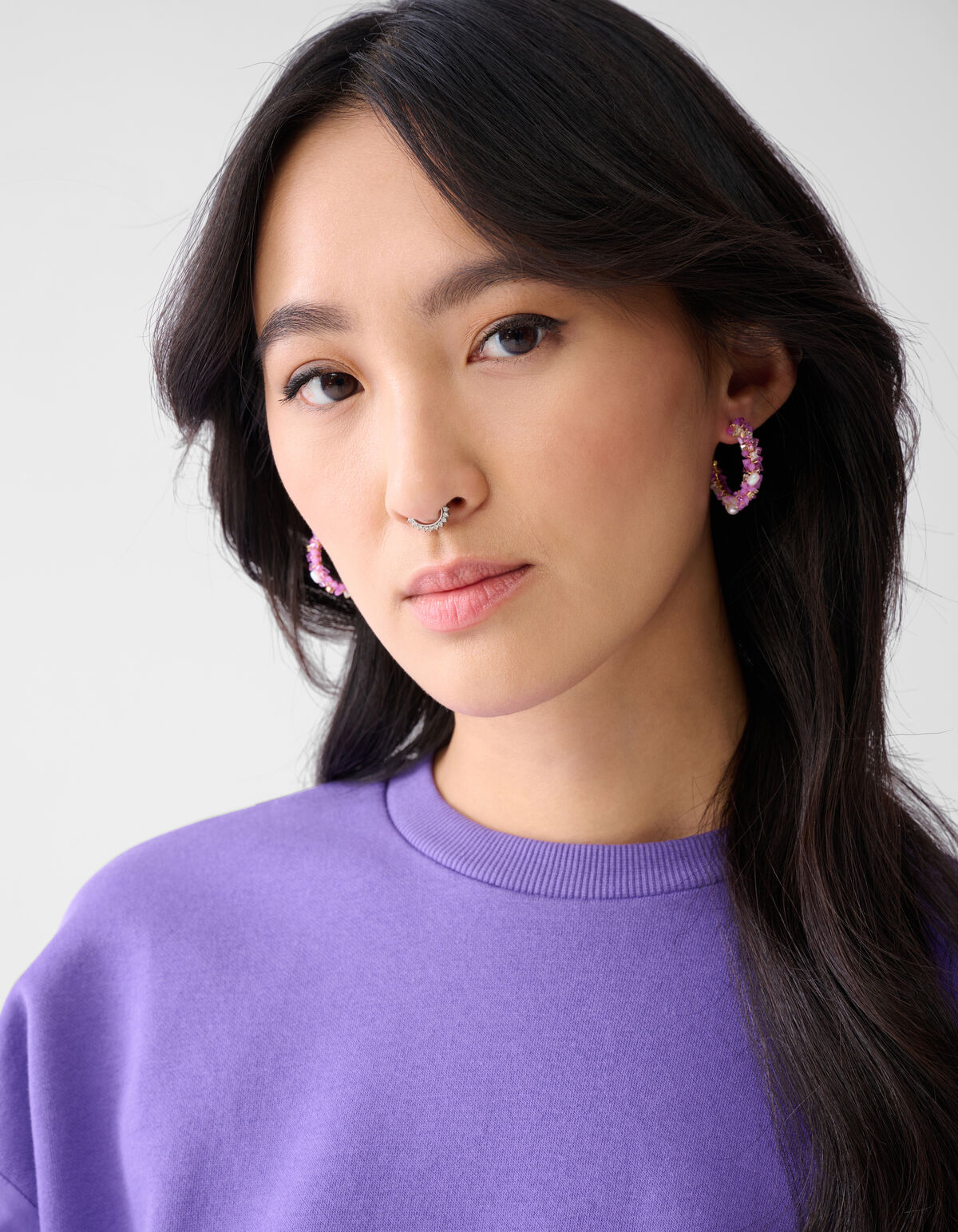 Beaded Hoop Oorbellen Roze SHOEBY ACCESSOIRES