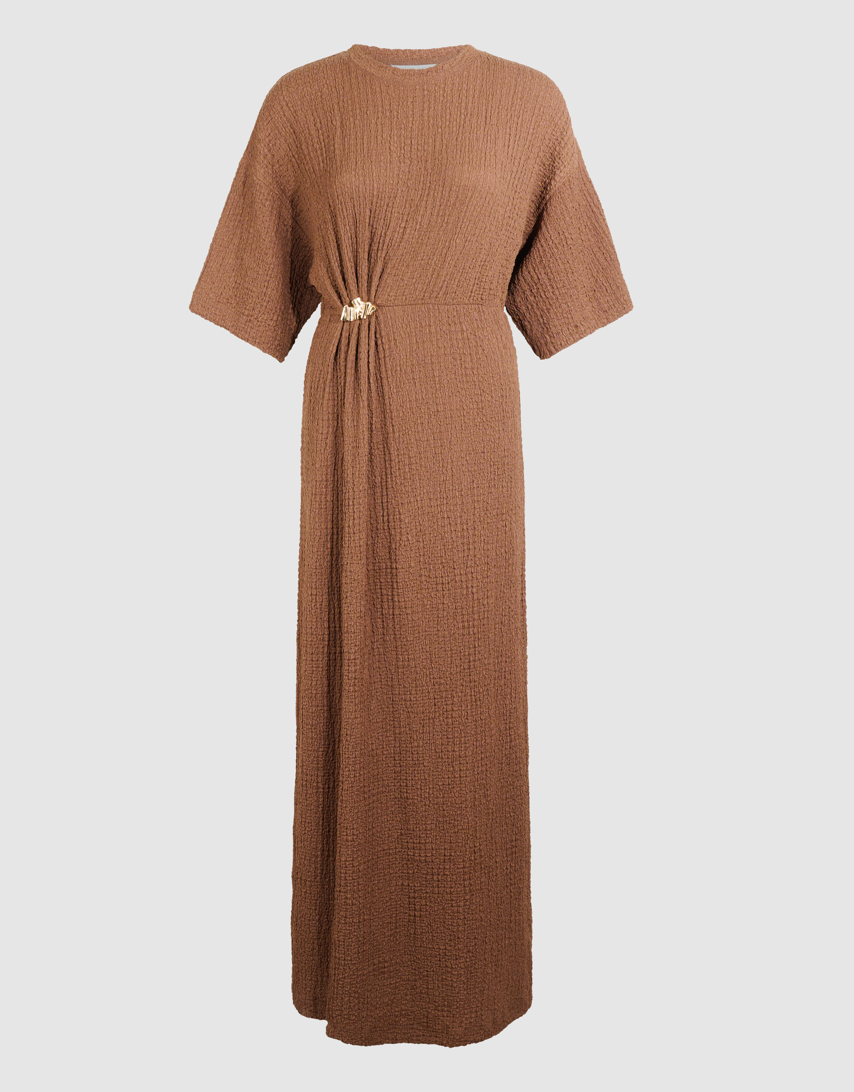 Organic Crinkle Maxi Jurk Bruin SHOEBY WOMEN