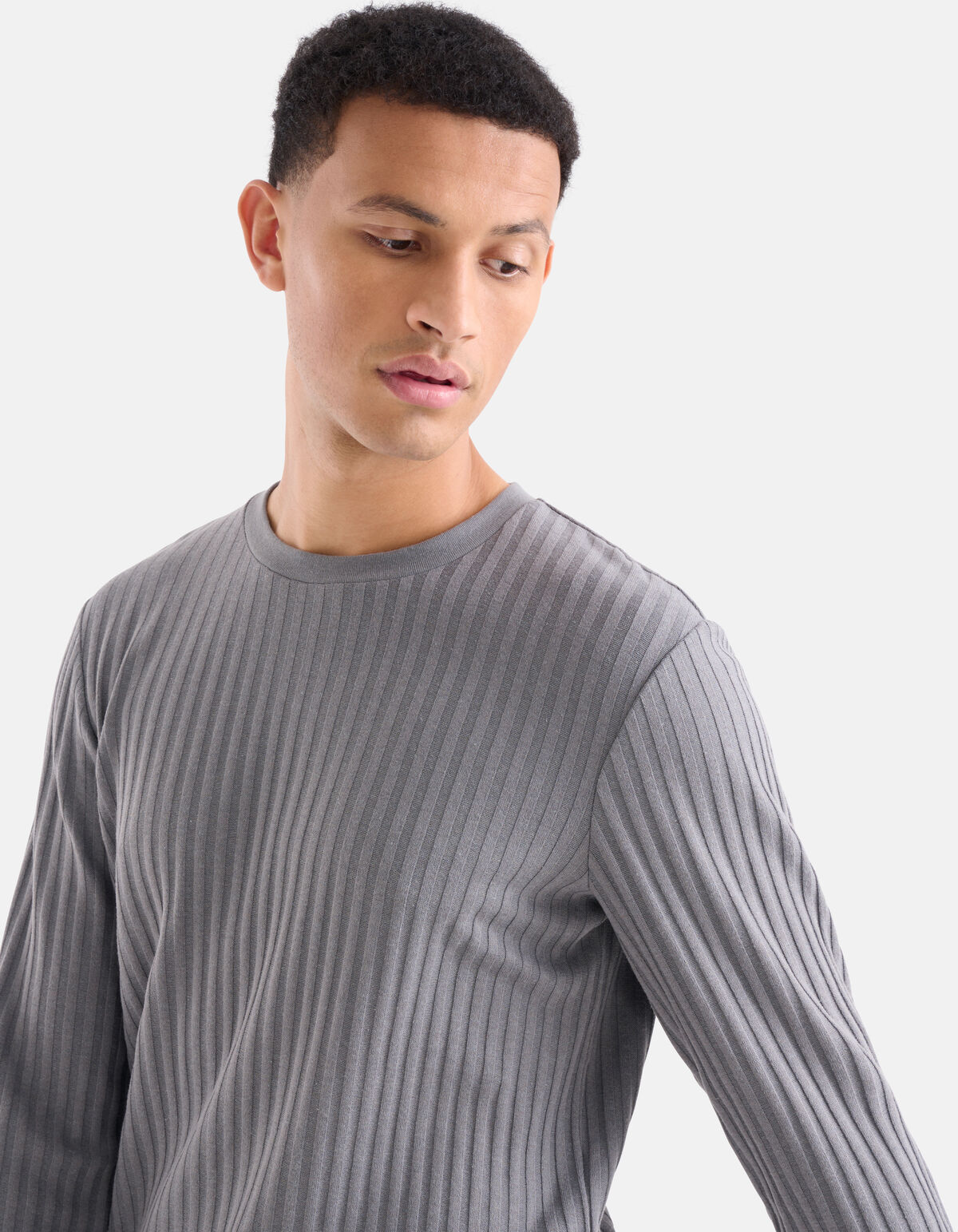 Rib T-shirt Grijs SHOEBY MEN