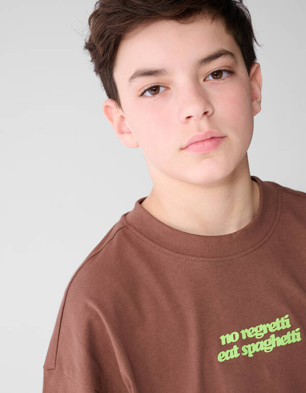 Spaghetti Artwork T-shirt Bruin SHOEBY BOYS