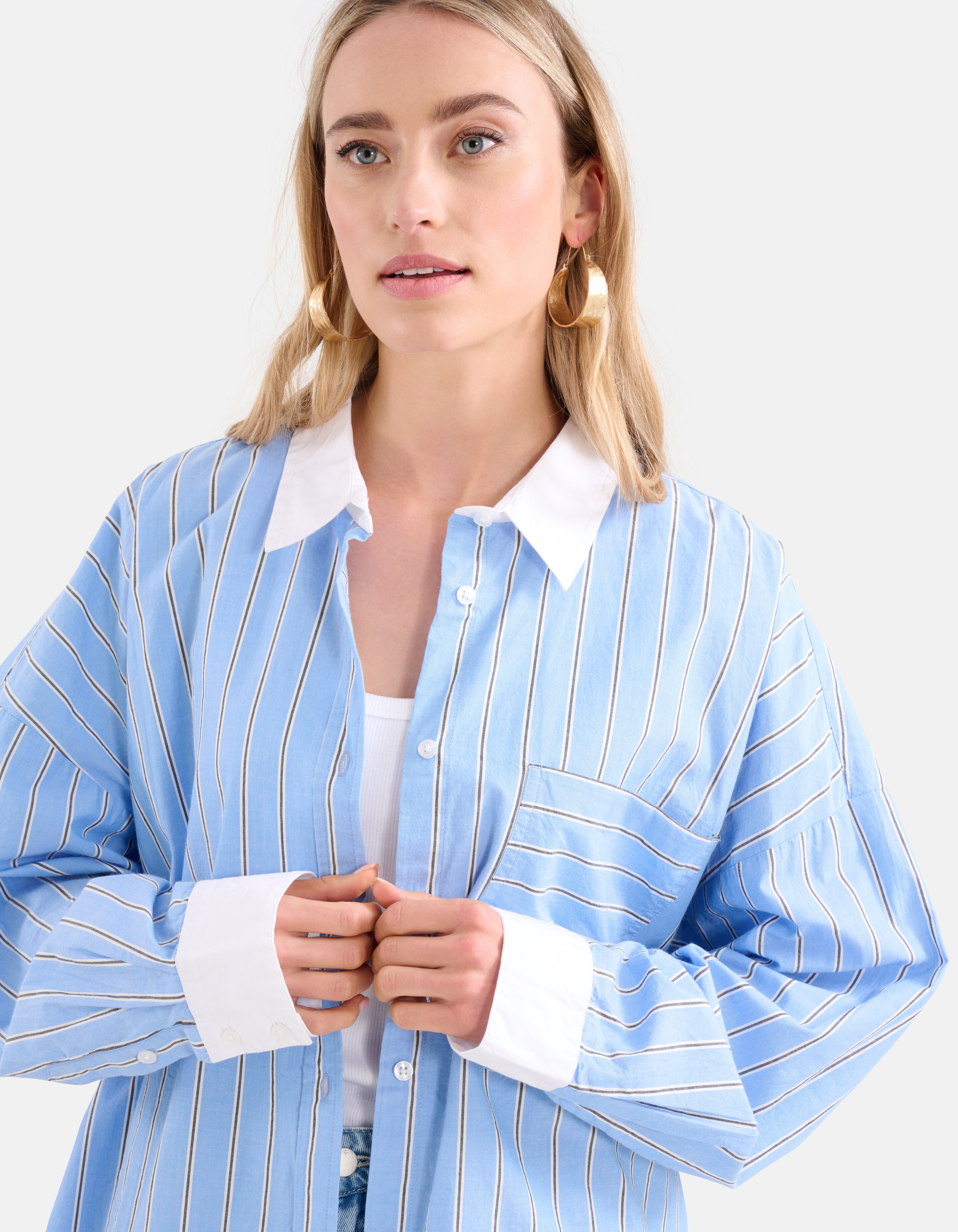 Pinstripe Blouse Lichtblauw By Lonneke SHOEBY WOMEN