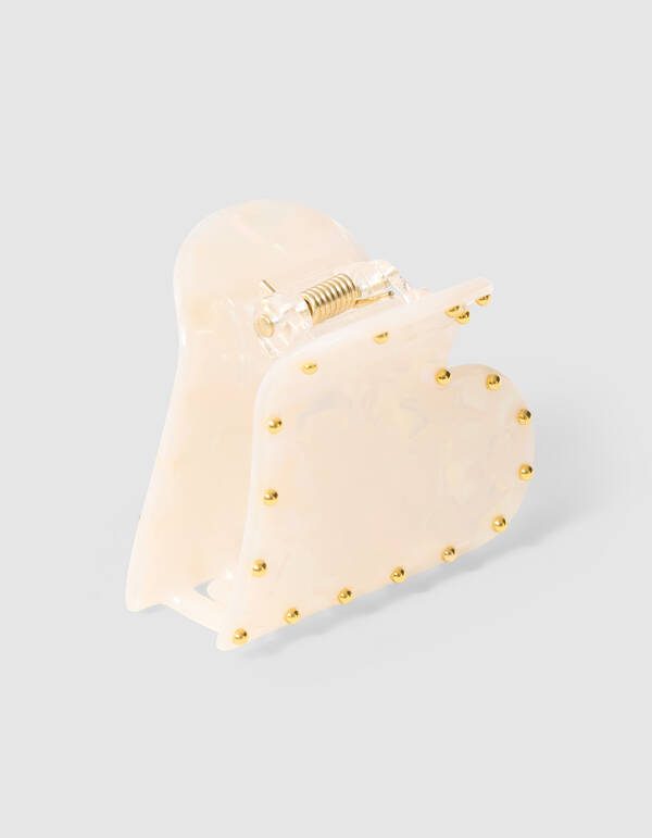 Studded Heart Haarclip Gebroken Wit SHOEBY ACCESSOIRES