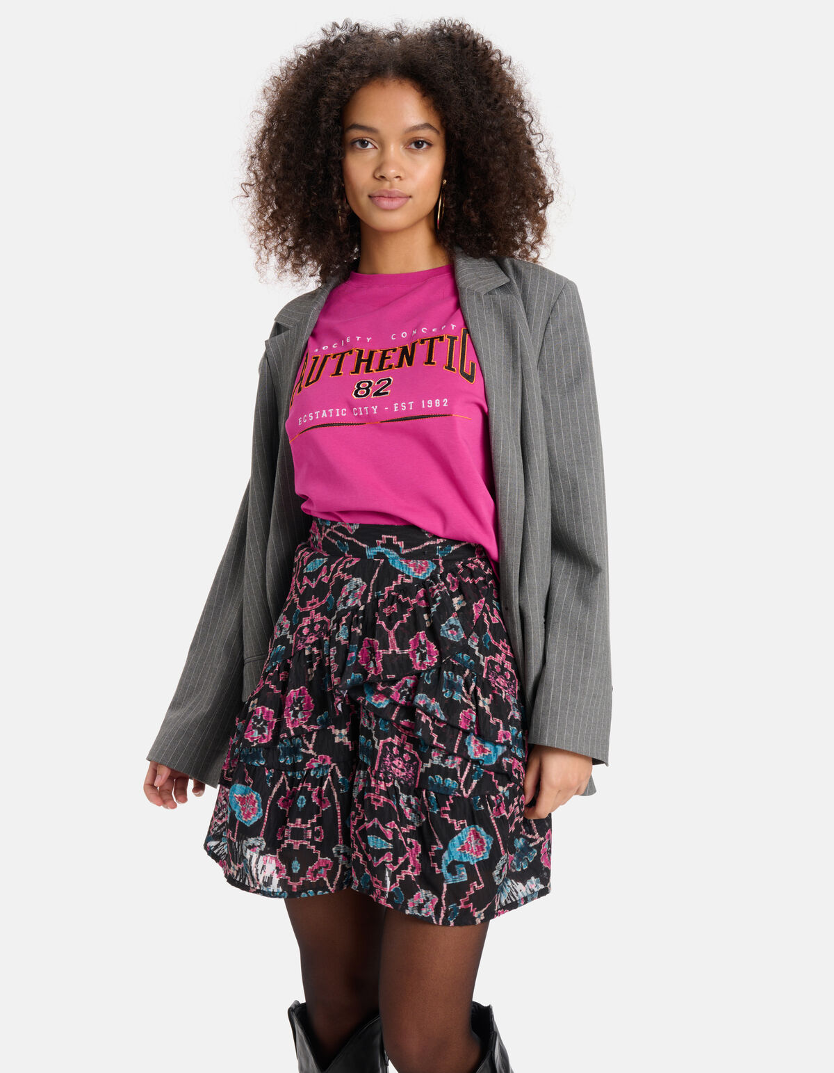 Grafische Print Rok Zwart SHOEBY WOMEN