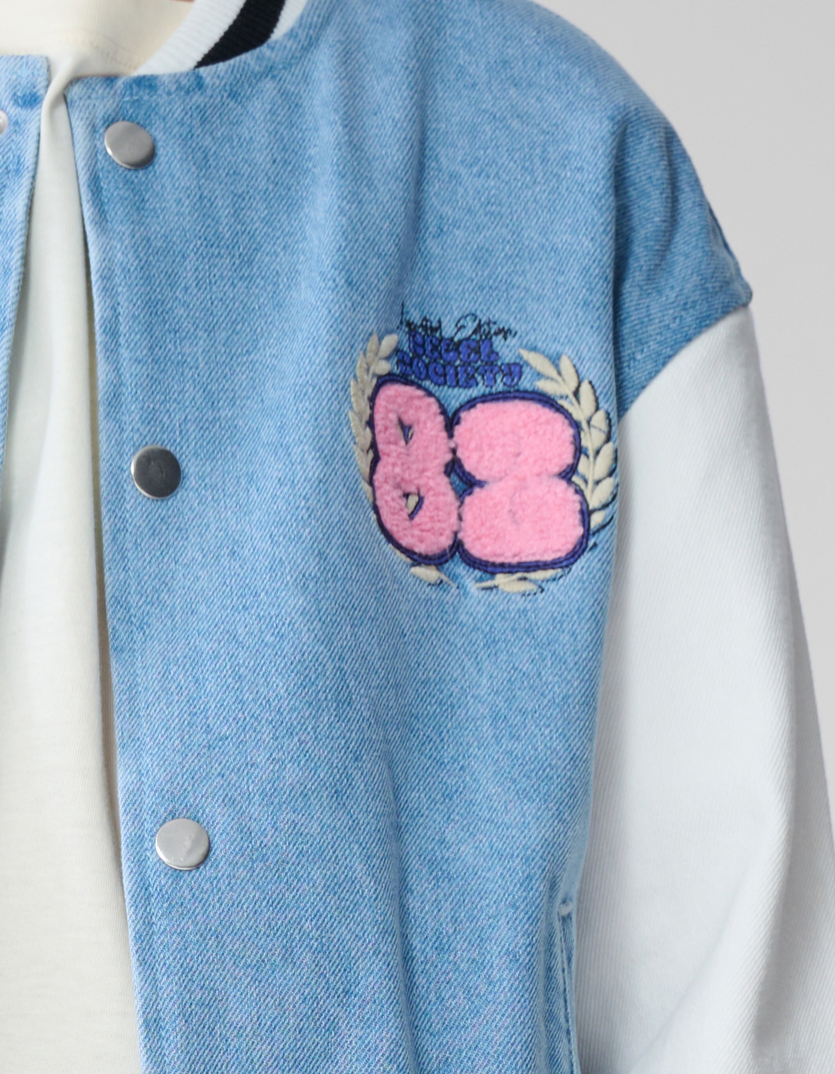 Varsity Denim Bomber Jack Blauw SHOEBY GIRLS