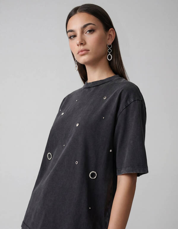 Strass Oval Oorbellen Zilver SHOEBY ACCESSOIRES