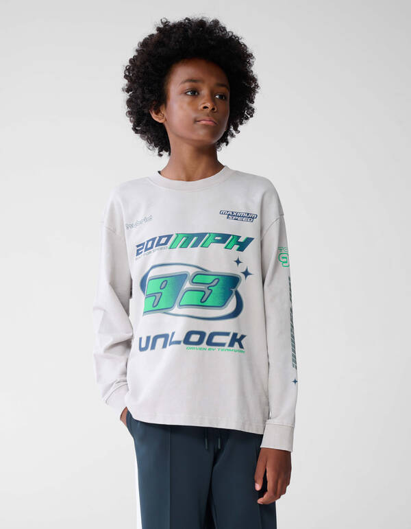 Race Artwork Sweater Beige SHOEBY BOYS