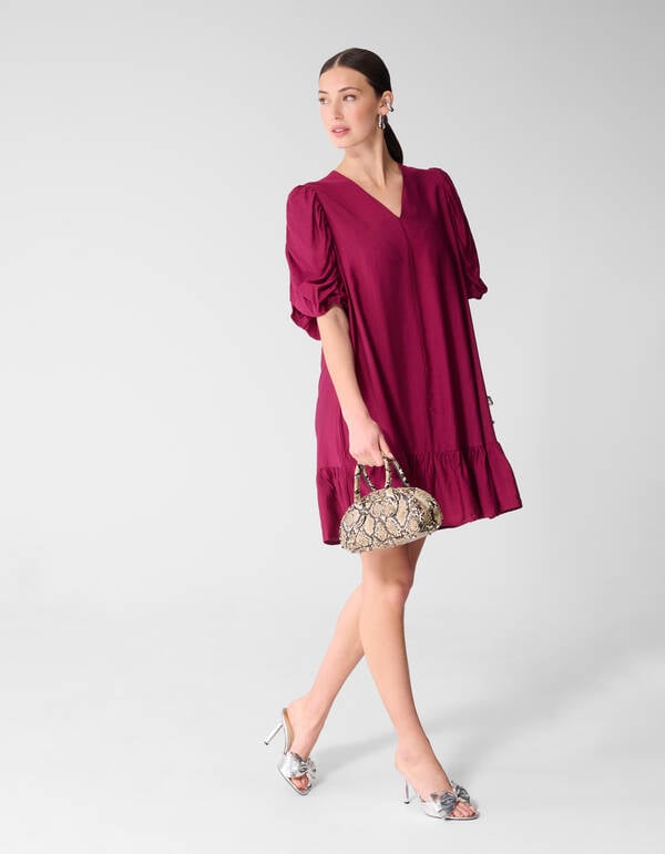 Puffy Sleeve Mini Jurk Paars SHOEBY WOMEN