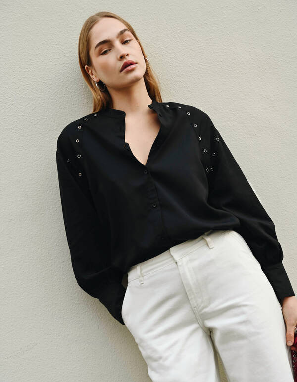 Eyelet Blouse Zwart SHOEBY WOMEN