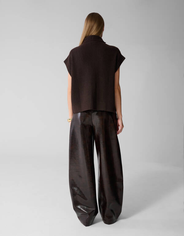 High Collar Gilet Donkerbruin SHOEBY WOMEN