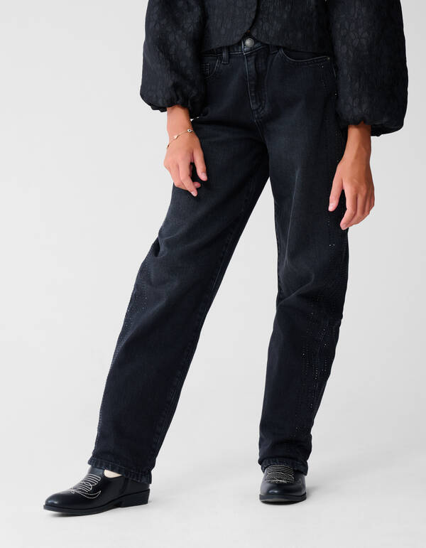 Strass Barrel Fit Jeans Zwart SHOEBY GIRLS