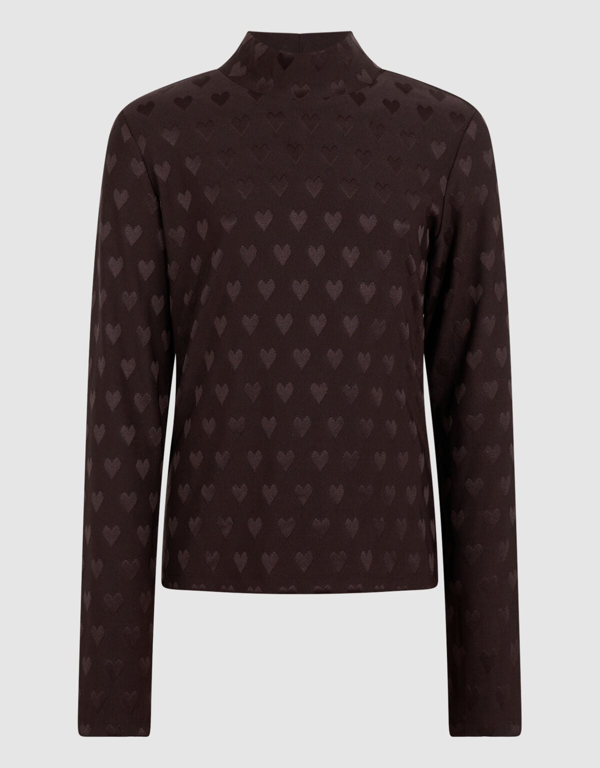 Heart Printed Longsleeve Top Donkerbruin SHOEBY GIRLS