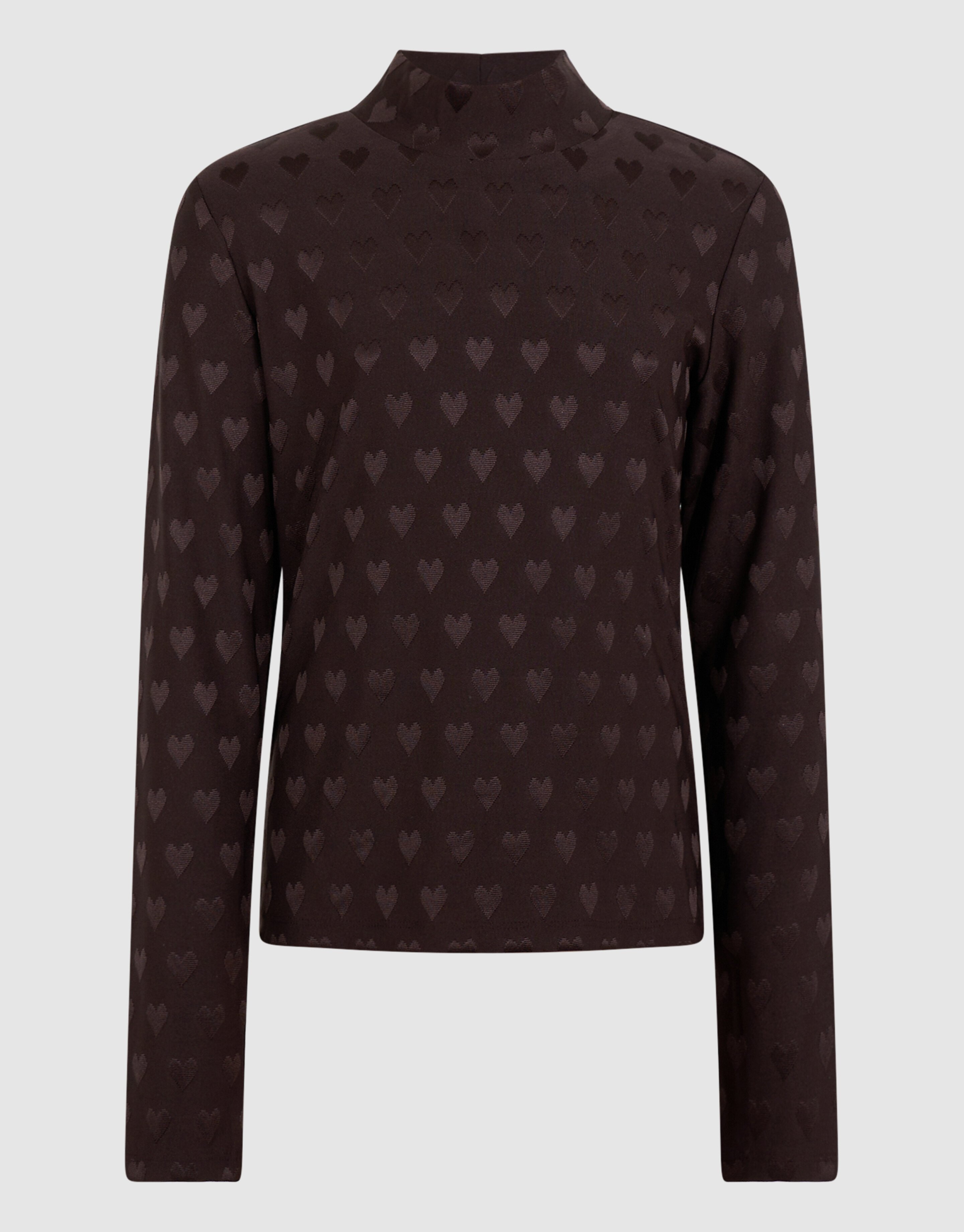 Heart Printed Longsleeve Top Donkerbruin SHOEBY GIRLS