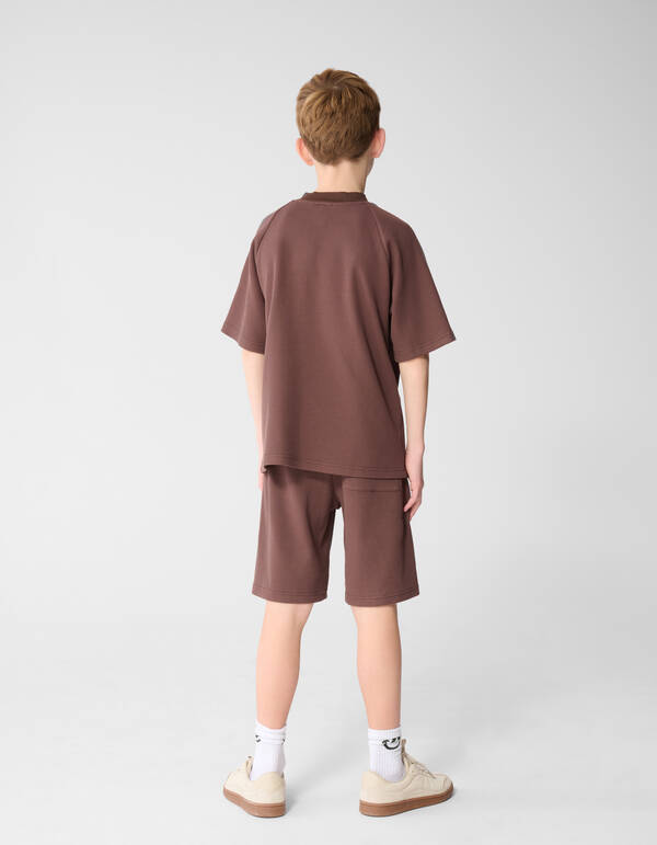Waffle Structuur T-shirt Donkerbruin SHOEBY BOYS