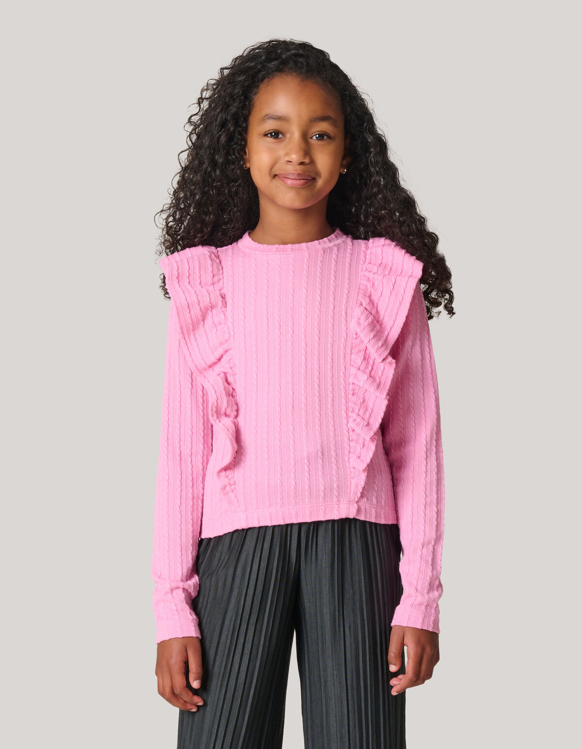 Kabel Ruffle Top Roze SHOEBY GIRLS