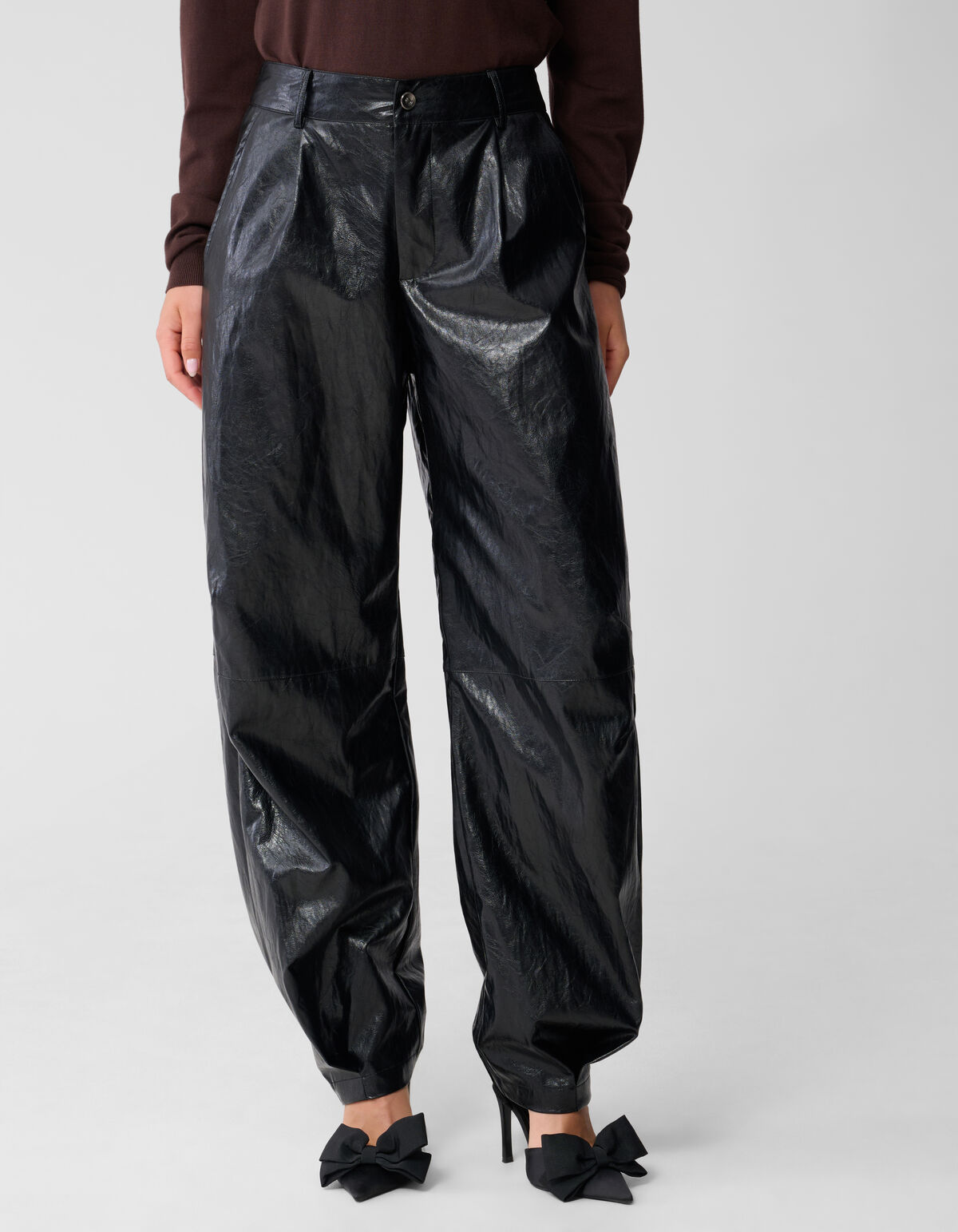 Vegan Leren Barrel Fit Broek Zwart By Monica SHOEBY WOMEN