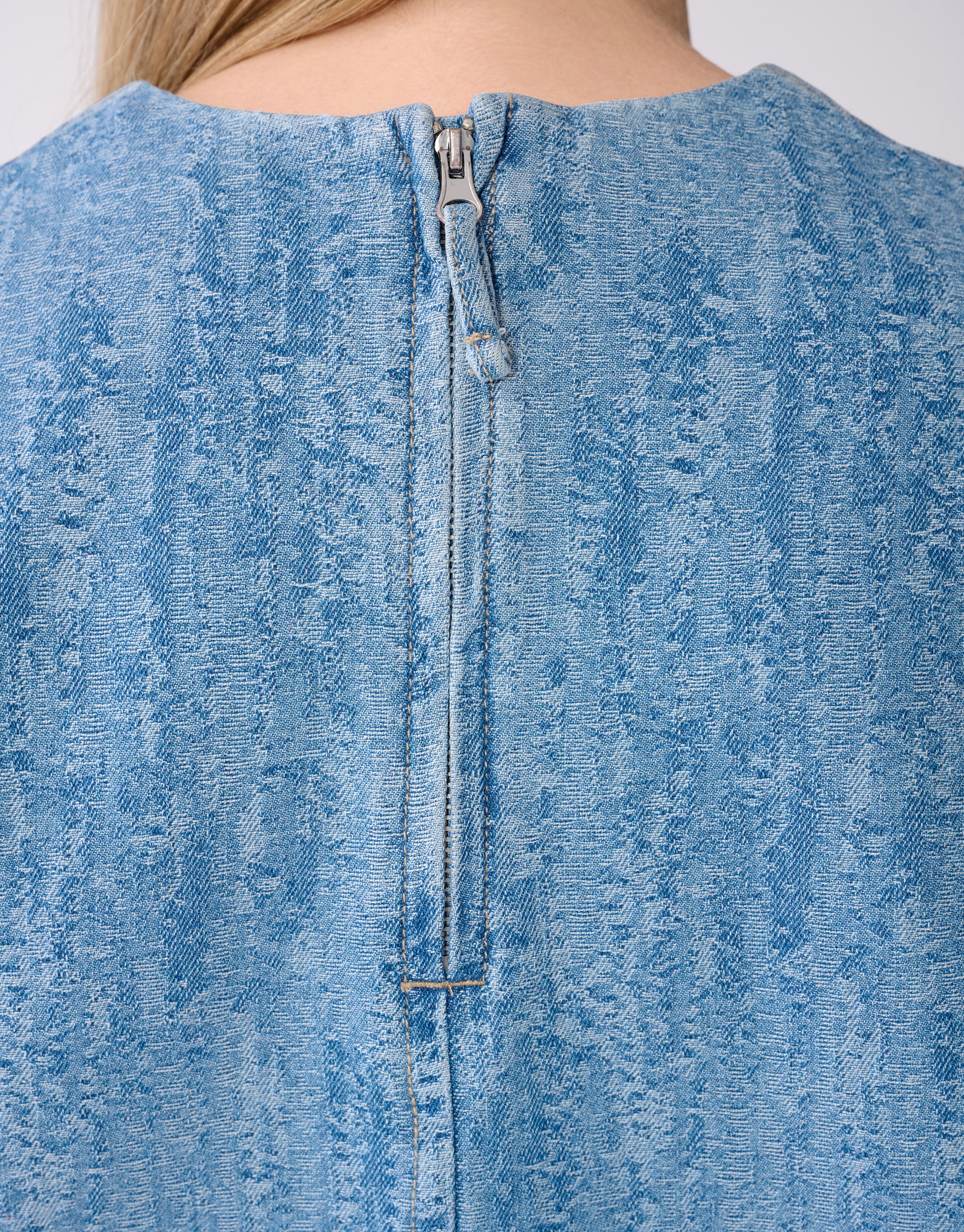 Oversized Jacquard Denim T-shirt Blauw SHOEBY WOMEN