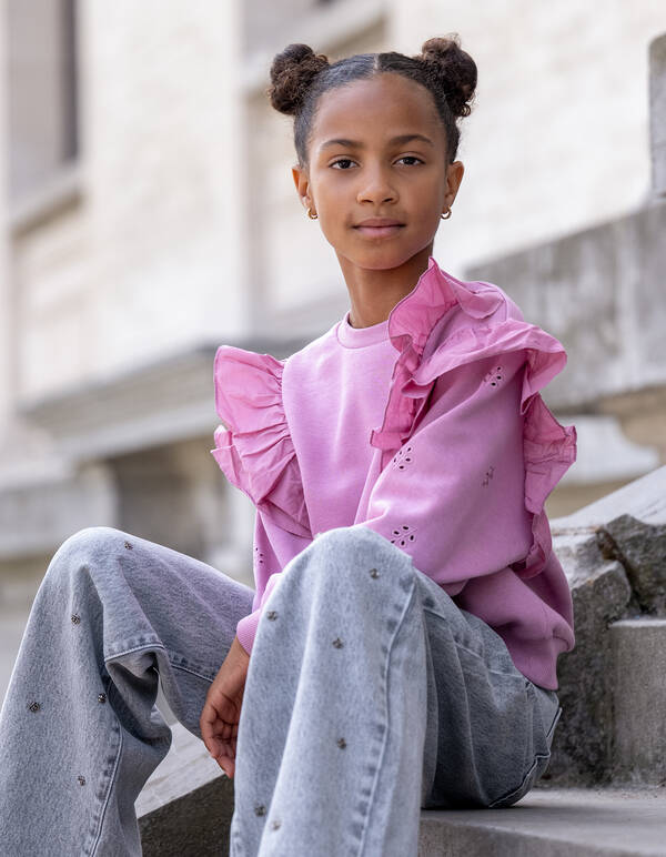 Ruffle Embroidery Sweater Roze SHOEBY GIRLS