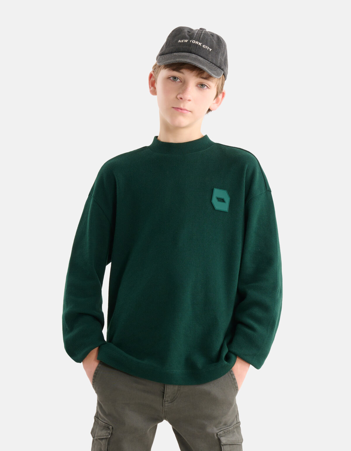 Structuur Longsleeve Donkergroen SHOEBY BOYS