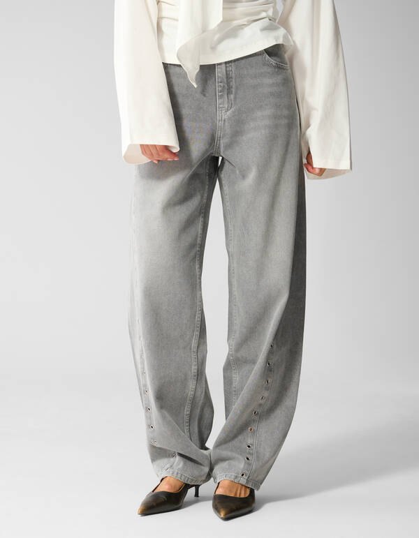 Eyelet Barrel Fit Jeans Grijs SHOEBY WOMEN